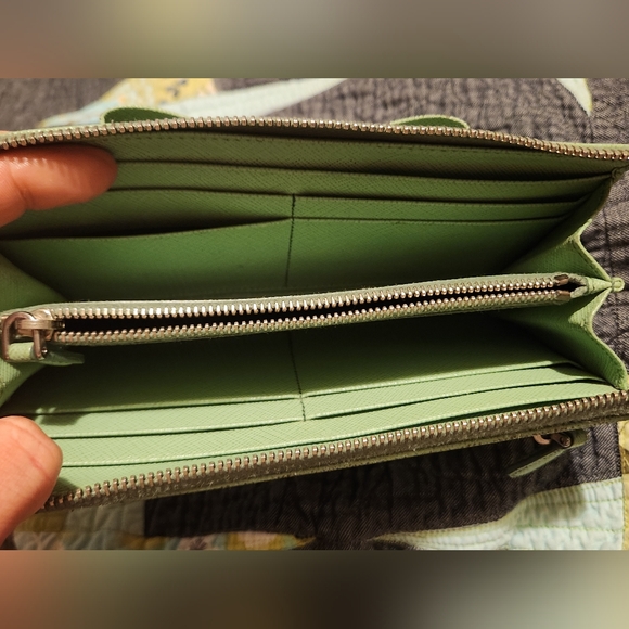 Prada Light Green Saffiano Leather Bow Continental Wallet - Picture 8 of 16